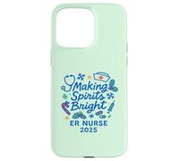 Making Spirits Bright ER Nurse 2025 Navidad Festiva Carcasa para iPhone 15 Pro MAX