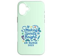 Making Spirits Bright ER Nurse 2025 Navidad Festiva Carcasa para iPhone 16 Plus