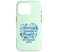 Making Spirits Bright ER Nurse 2025 Navidad Festiva Carcasa para iPhone 16 Pro