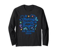 Making Spirits Bright ER Nurse 2025 Navidad Festiva Manga Larga