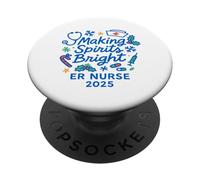Making Spirits Bright ER Nurse 2025 Navidad Festiva PopSockets PopGrip Adhesivo