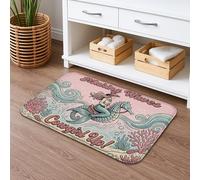 Making Waves - Tapete de baño de secado rápido, diseño de coral de sirena, absorbente, antideslizante, tapete de ducha de franela costera de verano, lavable, para decoración de baño, 20 x 32 pulgadas