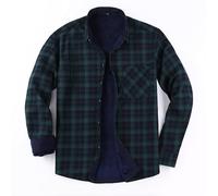 MakingDa Camisa de franela a cuadros para hombre, forro polar, manga larga, ajuste regular, casual, acolchada, leñador, Plaid Style 3, S