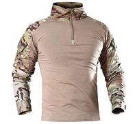 MakingDa - Camisa militar táctica de manga larga para hombre, 70% poliéster + 30% algodón, secado rápido, ropa de exterior, cremallera frontal de 1/4, camuflaje, talla XL, -, XS