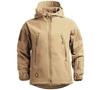 MakingDa - Chaqueta impermeable para hombre, con capucha, con forro polar Softshell, chaqueta de camuflaje, para trabajo, pesca, caza y escalada, caqui, XXL