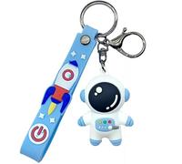 Makio Divertido Llavero Astronauta con anilla metálica y mosquetón. Perfecto para llevar las llaves o colgar en tu mochila, estuche o bolso. (Azul)