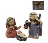 Makio M Nacimiento de Resina, Figuras de Belén Decorativas, Escena de Navidad con Portal, Presentación en Caja de Regalo (Nacimiento 3 Piezas)