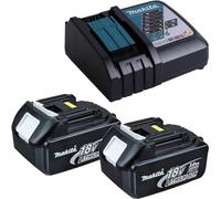 Makita BL1830B 197599-5 - Juego de 2 baterías (18,0 V, 3 Ah, 1 cargador Makita DC18RC 195584-2)