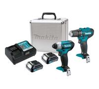 Set Taladro CLX224X + Llave de Impacto con Batería + Cargador (Negro/Azul) - MAKITA
