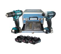 Makita CLX228SAX2 Kit Taladro Pulso Destornillador 12V 3x2.0Ah Accesorios Maleta