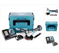 Makita DGA 506 RA1J - Amoladora angular inalámbrica (18 V, 125 mm, sin escobillas, 1 batería de 2,0 Ah, cargador y Makpac)