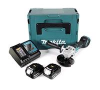 Makita DGA 517 RFJ Amoladora angular inalámbrica 18V 125mm + 2x Baterías 3.0Ah + Cargador + Estuche de transporte Makpac 3