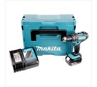 Makita DHP 482 rf1j - Batería de ion de litio de 18 V atornillador inalámbrico en Makpac + 1 x bl 1830 3,0 Ah Batería + DC 18 RC Cargador