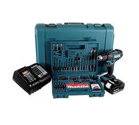 Makita DHP 482 SFTK - Taladro atornillador inalámbrico (18 V, 62 Nm, batería de 3,0 Ah, cargador y maletín con 101 accesorios)