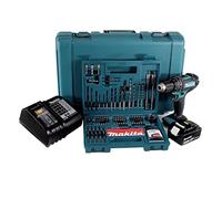Makita DHP 482 STTK - Taladro atornillador de impacto (18 V, batería de 5 Ah, cargador y 101 piezas) Set de accesorios.