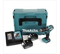 Makita DHP 483 RFJ - Taladro percutor inalámbrico (18 V, 40 Nm, incluye 2 baterías de 3,0 Ah, cargador y Makpac)