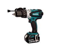 Makita Dhp458T1 Bl1850B - Taladro atornillador de percusión (91 Nm Lxt 18 V + 1 batería de 18 V 5 Ah, ion de litio)