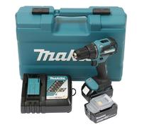 Makita DHP490RFX3 - Taladro atornillador de impacto inalámbrico (18 V, 3,0 Ah, 2 baterías + cargador en maletín + juego de 74 accesorios)