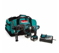 Makita DLX2025T - Kit de 2 piezas de Li-ion LXT de 18 V compuesto por DHR202Z y DHP453Z completo con 2 baterías de 5,0 Ah y cargador suministrado en una bolsa de herramientas LXT para uso pesado