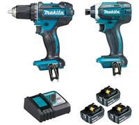 Makita DLX2127J1 - Juego de 2 máquinas (18 V, Li-Ion, 3x3Ah, DDDF482 + DTD152)