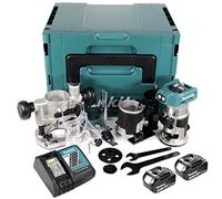Makita DRT 50 RF1J X2 18V Li-Ion Brushless - Fresa multifunción en estuche Makpac con módulo fresa + 2 baterías 3 + cargador