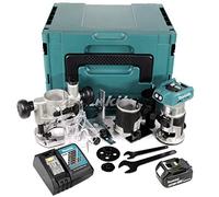 Makita DRT 50 RT1J X2 18 V Li-Ion Fresa multifunción sin escobillas en Makpac incl. Módulos de fresado + 1 batería de 5.0 + cargador