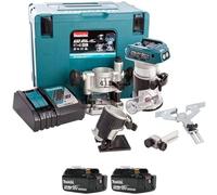 Makita - DRT50RTJX2 - Fresadora multifunción 18V litio-ion 6 y 8 mm - 2 x 18 V 5.0 ah completo de caja y accesorios
