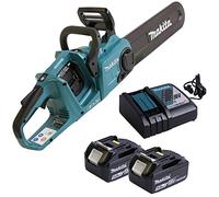 Makita DUC353Z - Motosierra de doble batería + 2 baterías BL1850B Li-Ion 18.0 V 5.0Ah + cargador rápido DC18RC 7.2 V - 18 V