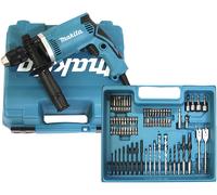 Makita HP1631KX3 Taladro de percusión 710W 13mm Portabrocas 74 Accesorios