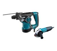 Makita HR2811FX Martillo giratorio de 1-1/8 pulgadas, acepta brocas SDS-PLUS y amoladora angular de 4-1/2 pulgadas