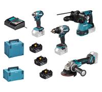 MAKITA Juego de herramientas inalámbricas DGA504+DHR243+DHP489+DTD173 Li-ion LXT 18V/5.0Ah DLX4195JX1