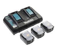 Makita - Kit de fuente de alimentación, cargador doble DC18RD, 3 baterías 18 V-5 Ah, 198458-6
