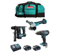 MAKITA Kit MK306 (DHP482 + DHR171 + DGA504 + 2 x 5,0 Ah + DC18RC + LXT600)