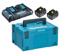 MAKITA Li-ion LXT 18V set 2 uds BL1850B+1 ud Cargador doble DC18RD+1 ud Makpac 197629-2