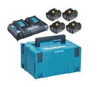 MAKITA Li-ion LXT 18V set 4 piezas BL1860B+1 pieza Cargador doble DC18RD+1 pieza Makpac 198091-4