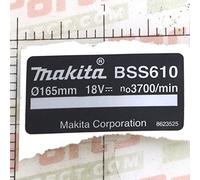 Makita Placa de identificación 862352-5 para modelo BSS610 de sierra circular
