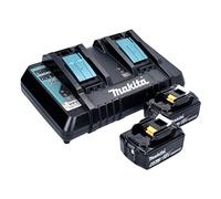 Makita Power Source Kit 18 V con 2 pilas BL 1860 B de 6,0 Ah + cargador doble DC 18 RD (199484-8)