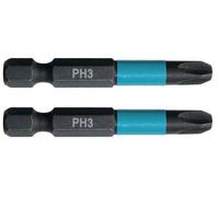 MAKITA punta de torsión 1/4" IMPACT NEGRO PH3, 50 mm 2 piezas B-63731