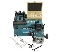 Makita RP1111CJFA - Fresadora (1100 W, incluye D-53556, 12 piezas en MAKPAC, color azul)