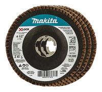 Makita T-03894-3 X-Lock - Disco de solapa de molienda y pulido en ángulo de 4-1/2 pulgadas, grano 40 tipo 29, para X-Lock y todas las amoladoras de eje de 7/8 pulgadas, paquete de 3