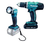 MAKITA Taladro atornillador inalámbrico con antorcha Li-ion 18V/1.5Ah DDF453SYEL