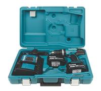 Makita Taladro combinado inalámbrico de 18 V, 2 baterías, cargador y kit de accesorios, 70 piezas.