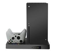 MAkku und Ladegerät Kompatibel für Xbox Series X Spielkonsolen, Magnetisches Ladedock mit Fan mit Kühlbasis + 2 Akkus, Griff Dual Charger Ladestation Ladegerät