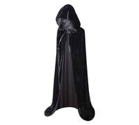 Maklulu Hooded Cloak Long Velvet Cape for Adult Christmas Halloween Cloak Costumes Hooded Cape Masquerade Dress Up 59inch(Black)