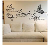 MAKLYER Live Every Moment,Laugh Every Day, Love Beyond Words - Calcomanías de pared motivacionales familiares para pared del hogar, dormitorio, aula, sala de estar, arte familiar, decoración del hogar