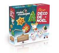 Mako Moldeges Mon Atelier Deco de Navidad - Kit de ocio creativo en familia - 4 decoraciones navideñas de yeso para pintar - Molde reutilizable - Fiesta de Navidad - Made In France - 39091