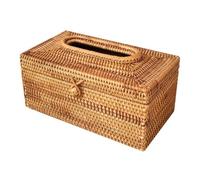 MAKOMAKI Caja de pañuelos de ratán, soporte de papel, elegante decoración del hogar, contenedor de pañuelos de escritorio hecho a mano, estuche de almacenamiento de servilletas