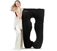 MAKOSAS Almohada original de alta calidad, ergonómica, refrescante, para el cuerpo, almohada para dormir de lado para adultos, para un mejor sueño, 100 x 150 cm (negro - algodón)