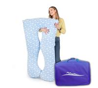 MAKOSAS Cojín cómodo original - Almohada ortopédica premium | almohada corporal | almohada para dormir de lado - para un mejor sueño y contra las quejas de espalda, 100 x 150 cm (nubes - algodón)