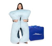 MAKOSAS Comfort Cojín original - Premium ortopédico | almohada corporal | almohada para dormir de lado - para un mejor sueño y contra las quejas de espalda, 100 x 150 cm (azul cielo - microfelpa)